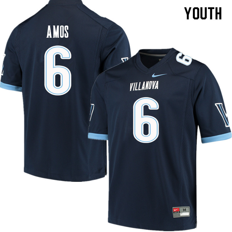 Youth #6 Jaquan Amos Villanova Wildcats College Football Jerseys Sale-Navy - Click Image to Close